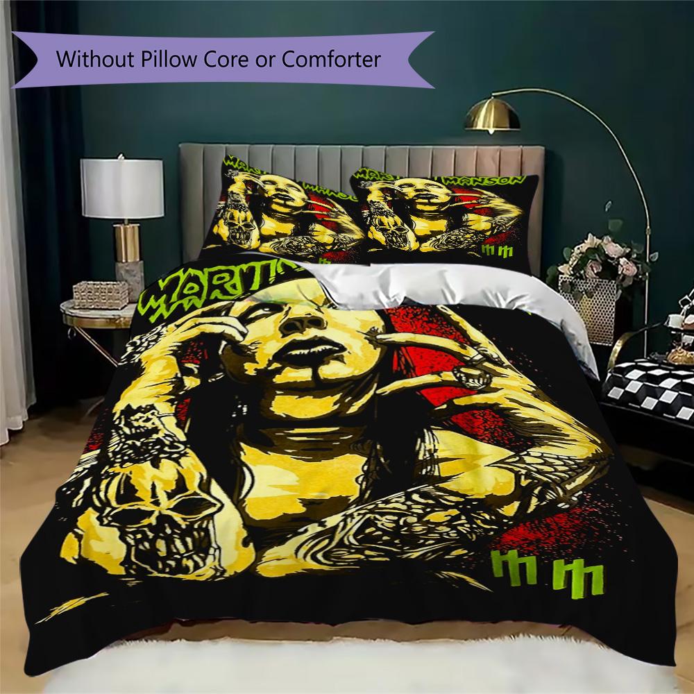 Manson Pattern Bedding,Quilt Set Quilt Cover Pillowcase Home Birthday Gift (1*duvet cover+2*pillowcase,without core)SSJT0917106