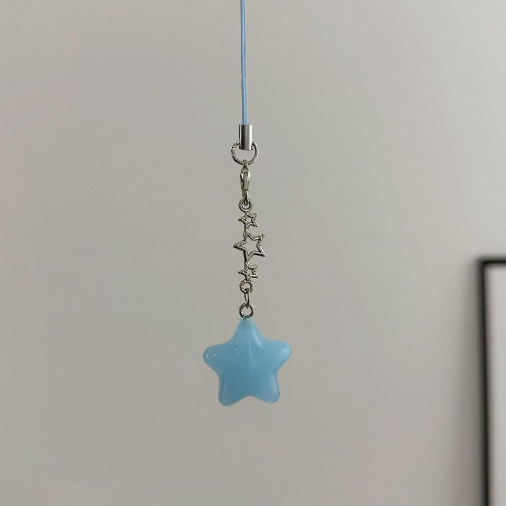 Pentagram Phone Chain Crystal Beads Tassel Keychain Pendent Charm Bag Pendant DIY Jewelry Making