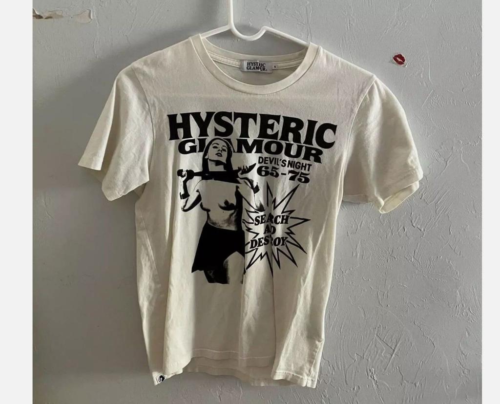 Hysteric Glamour search and destroy Devil Night T классическая футболка Унисекс рубашка Хлопок Оверсайз Большой Размер