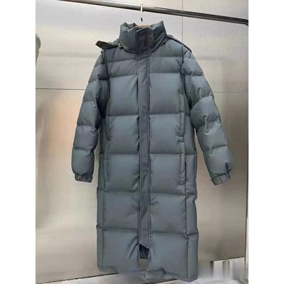 Унисекс пуховик выше колена 2025 года с 90% пуха белой утки, зимний парный стиль