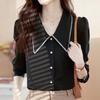 Navava Women S Stitch Point Over Collar Long Sleeve blouSe Nb2506