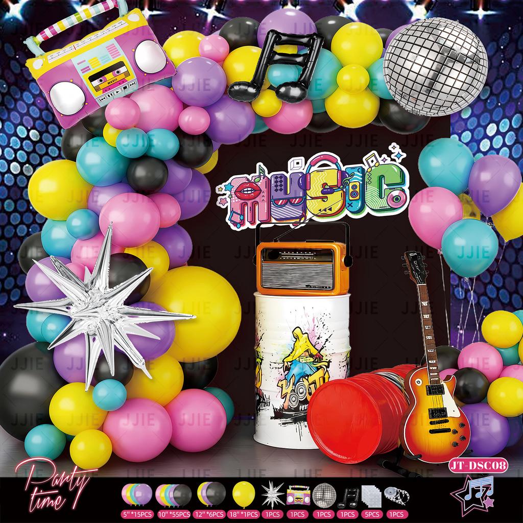 Disco-Themed Latex Ball Set 80S And 90S Retro Balloon Set Radio Scene Arrangement