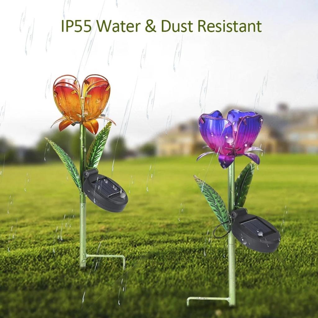 Солнечные фонари Открытый декоративный цветочный сад Огни Декор Стекло Лепесток Металл