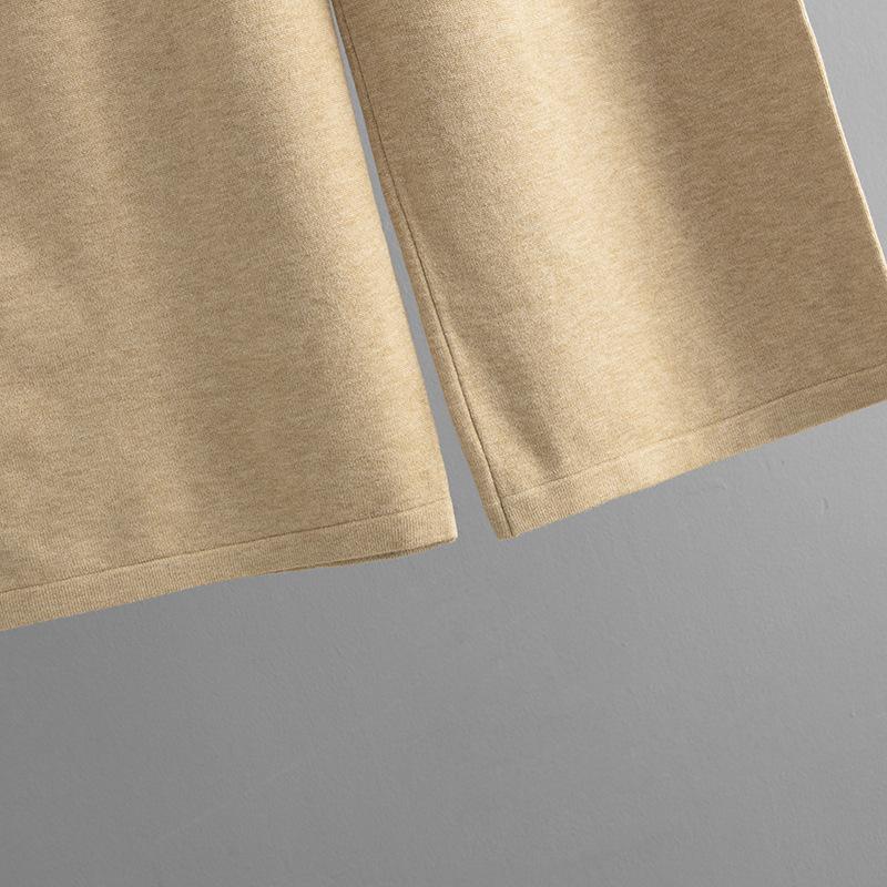 GMXIA Solid-color Knitted Semi-high Neck Slit Sweater Set for Women's Autumn and Winter Fashionable Casual Sweater Two-piece Set