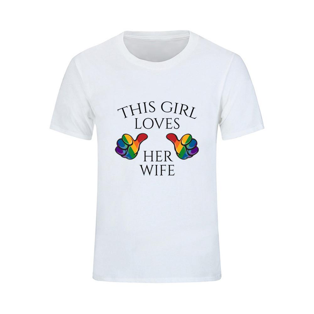 Casual Short Sleeve Printed Lovely Men Tshirt Summer Style This Girl Loves Her Wife Loose