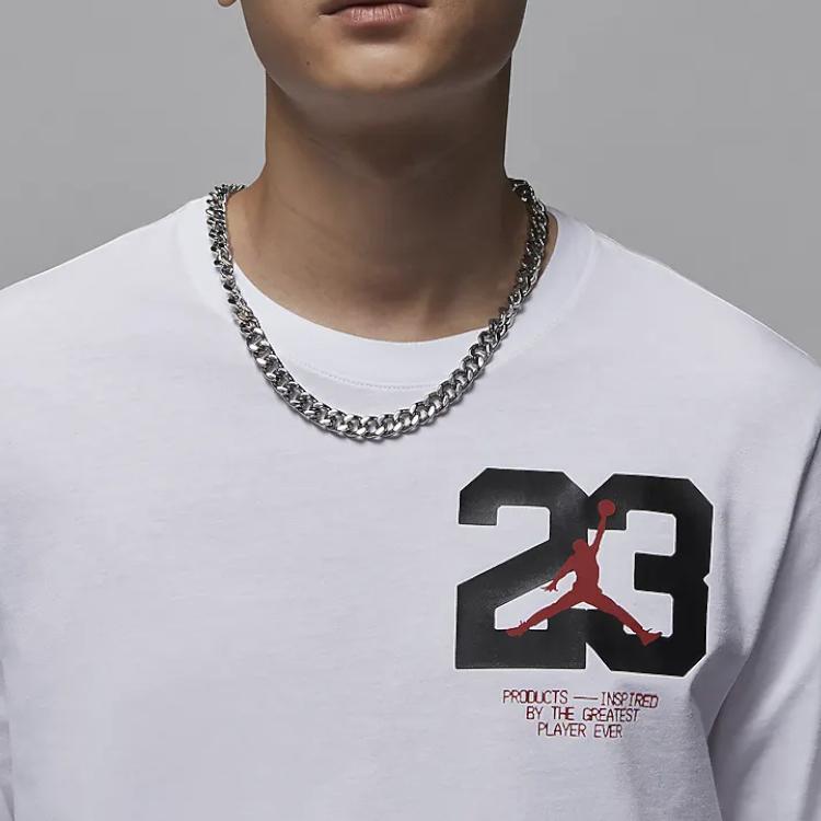 Jordan Спортивная футболка Dri-FIT с принтом букв и цифр, быстросохнущая, с длинным рукавом, мужская, белая, FZ1982-100