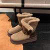 Зимние сапоги на толстой подошве, женские новые зимние длинные флисовые, утепленные теплые высокие сапоги, утепленные высокие хлопковые ботинки