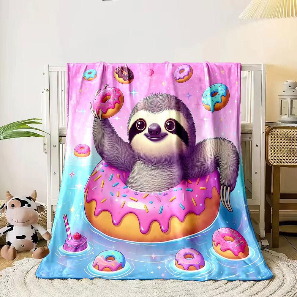 Sloth in Donut Paradise print blanket soft and cozy perfect for the living room bed sofa or a nap,gift