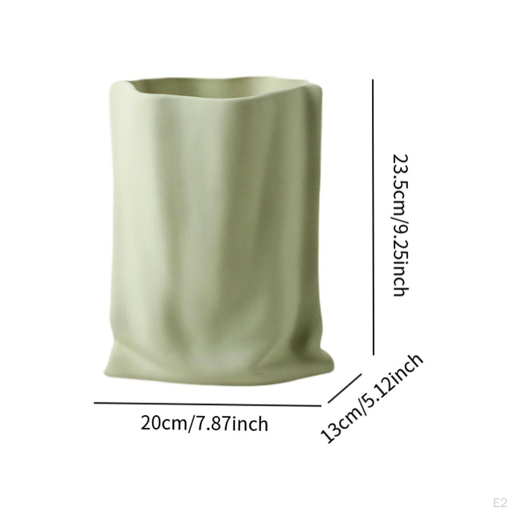 Pleated Paper Bag Vase Bud Decors Organizer Desk Boho Plant Pot Holder Flower for