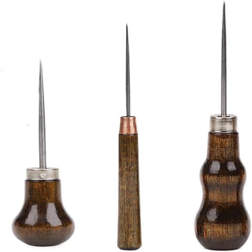 Wooden Cone Sharp Awl Stainless Steel Needle Handmade Needle Cone  Perforated Leather
