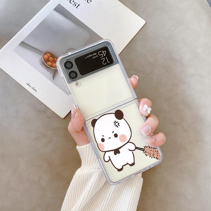 Смешной Мультяшный Чехол для Телефона Пара Dudu Bubu для Samsung Galaxy Z Flip 5 4 6 7 INS Корея Мягкий Чехол для Zflip 4 3 Чехол Парный Coque
