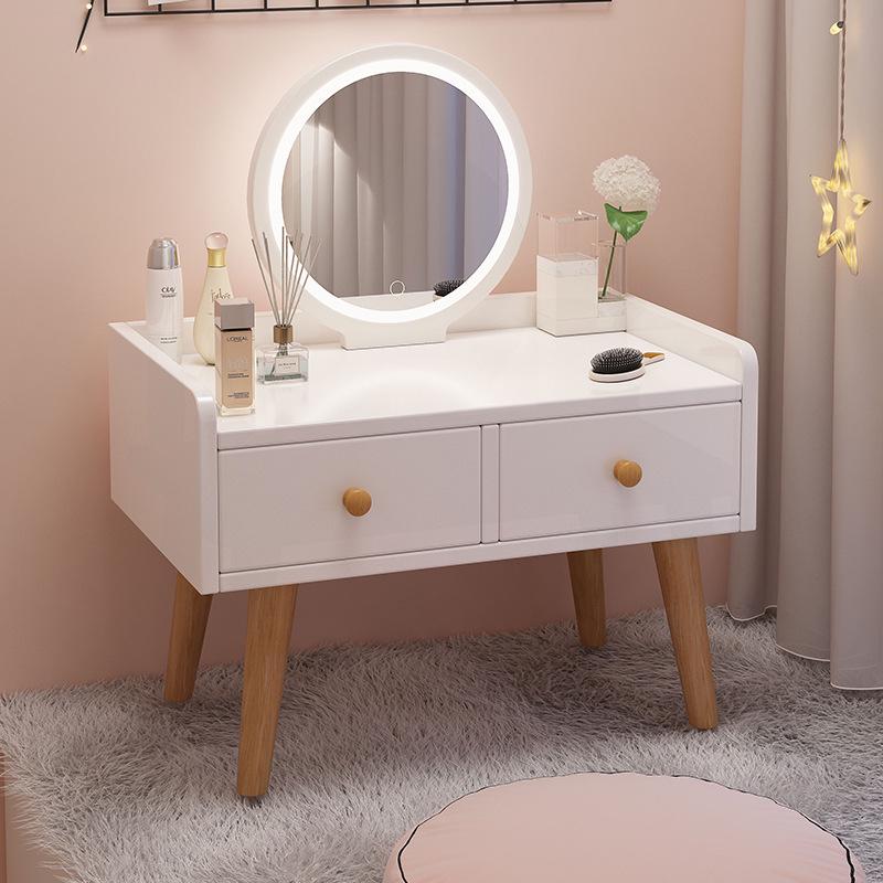 Bay Window Vanity: Floor-Standing Makeup Dressing Table for Small Bedrooms.