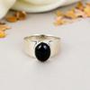 925 Sterling Silver Black Onyx Gemstone Oval Shape Ring For Women