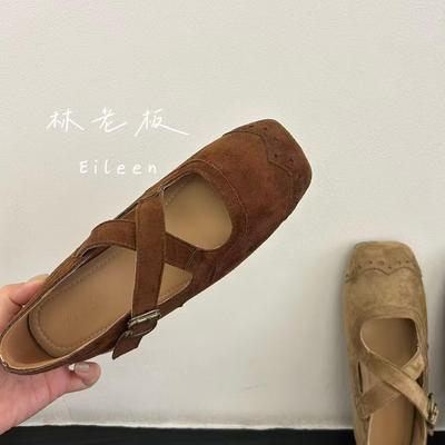 Версия из овчины~ Простые кожаные плетеные ажурные летние туфли-лодочки для работы на низком каблуке, женские сандалии для работы