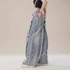 2024 Summer Retro High-Waist Loose Wide-Leg Fringe Jeans for Women