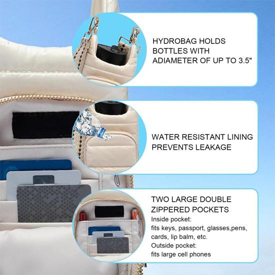 Сумка для бутылки с водой из хлопка с регулируемым ремешком, двумя карманами на молнии, водонепроницаемая, для улицы