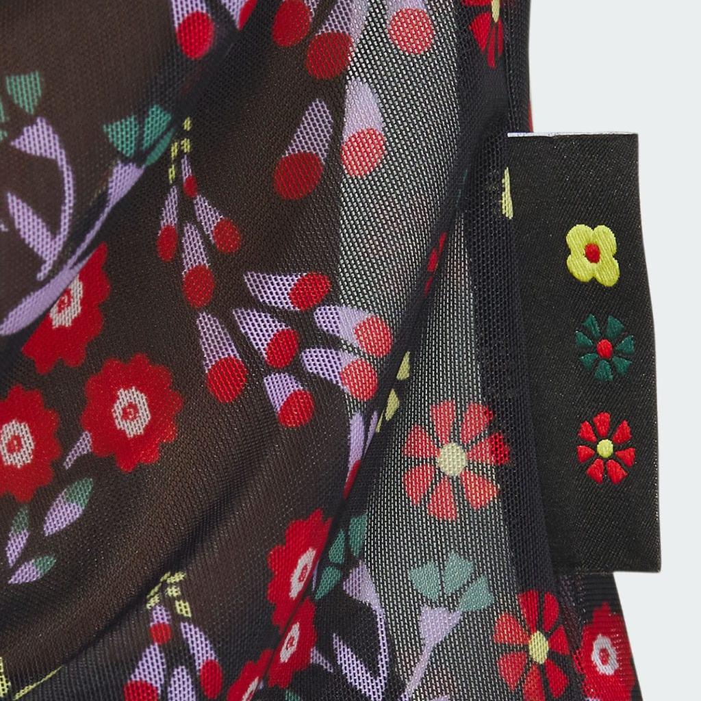 Adidas X Shuting Qiu Designer Collaboration Футболка с длинными рукавами и цветочным принтом в сетку, женские топы черного цвета IM8444