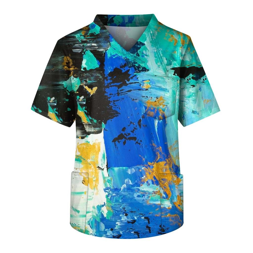 Модный мужской топ с коротким рукавом и V-образным вырезом с принтом и карманом на груди