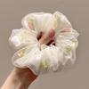 French Style Double Layer Hair Rope Large Intestine High Elastic Hair Bands Mesh Rose Blossom Ponytail Headband for Women
