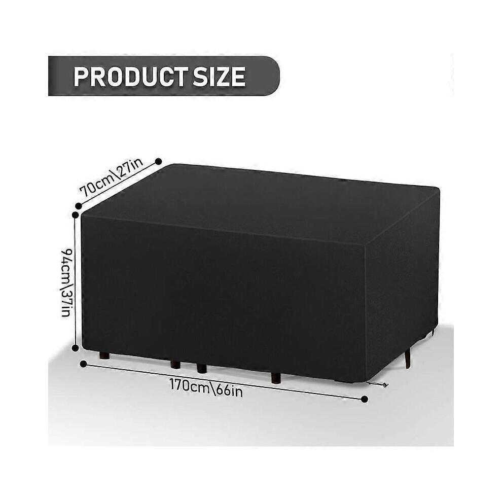 170x94x70cm Outdoor Furniture Cover Waterproof Patio Table Chair Cover UV Resistant Black