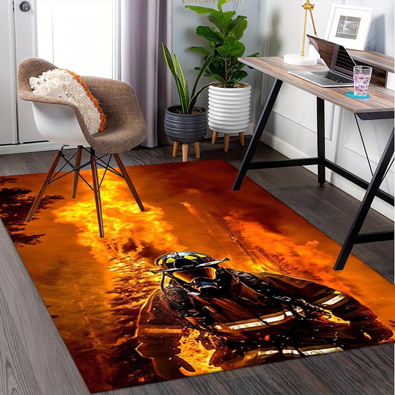 Firefighter Chair Mat: Home Decor, Office Carpet, Gift for Firefighters, Suitable for Bedroom, Living Room, Various Rooms0109029A