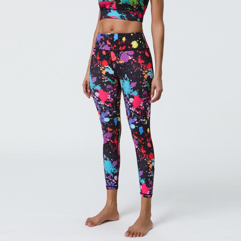 Новые леггинсы для йоги женские телесного цвета с принтом, тонкие спортивные штаны для фитнеса и йоги