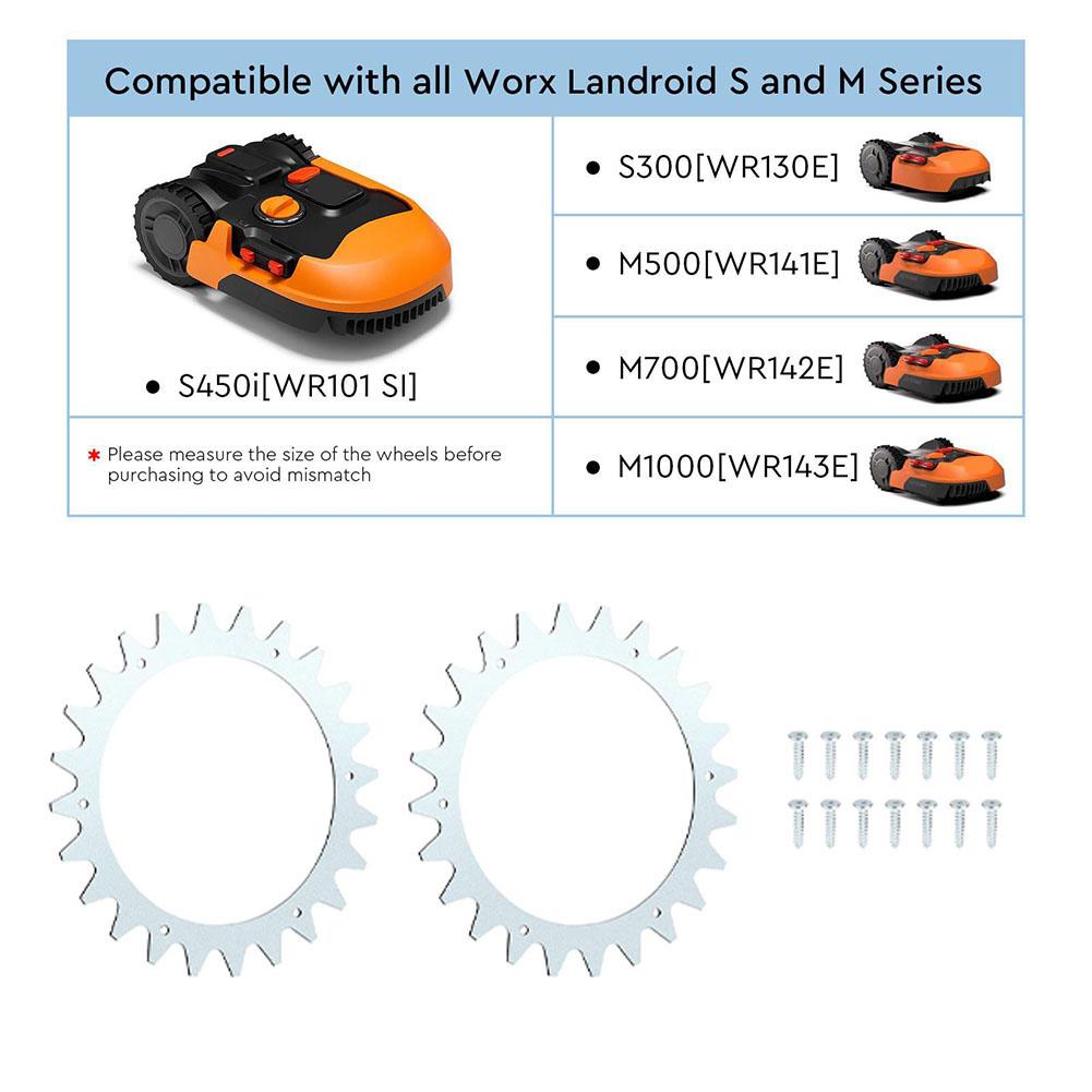 Прочные стальные траковые пластины для газонокосилок Worx Landroid - 2 шт. Противоскользящие шипы для роботизированных газонокосилок