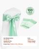 Satin Chair Sashes Bows, 100PCS Chair Ribbon Ties Back Sash, 7 x 108 inch, Light Green Wedding Reception Decoration, for Wedding Ceremony Baby Shower