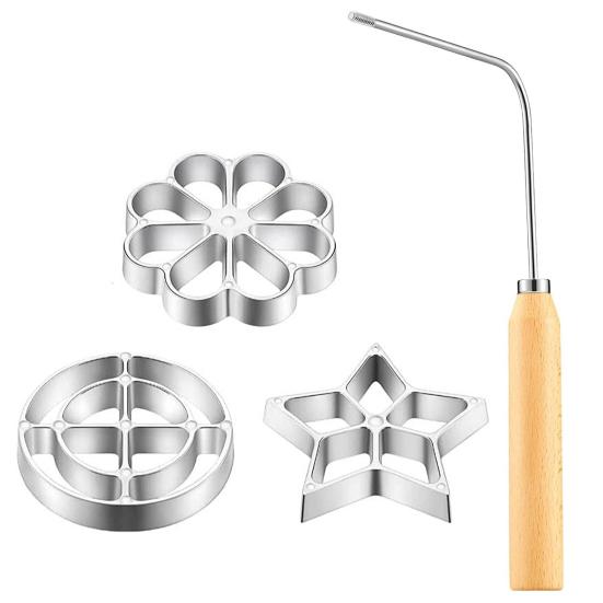 Frying Mold Set with Long Handle Non-Stick Shredded Carrot Shrimp Patty Spoon Waffle Cooking Stamp Cookie Press Mold Stainless Steel Kitchen Baking