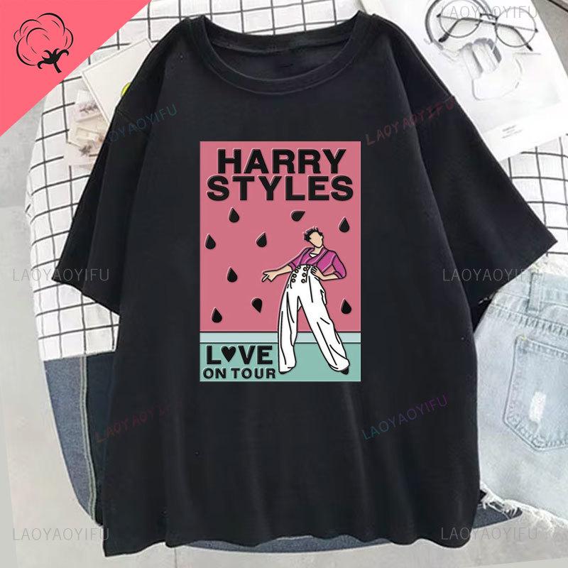 Футболка FINE LINE Album Летняя футболка Harajuku Vintage Unisex Unisex Hip Hop Cotton Shirts Unisex Fashion Streetwear Tops Tee Happy Styles