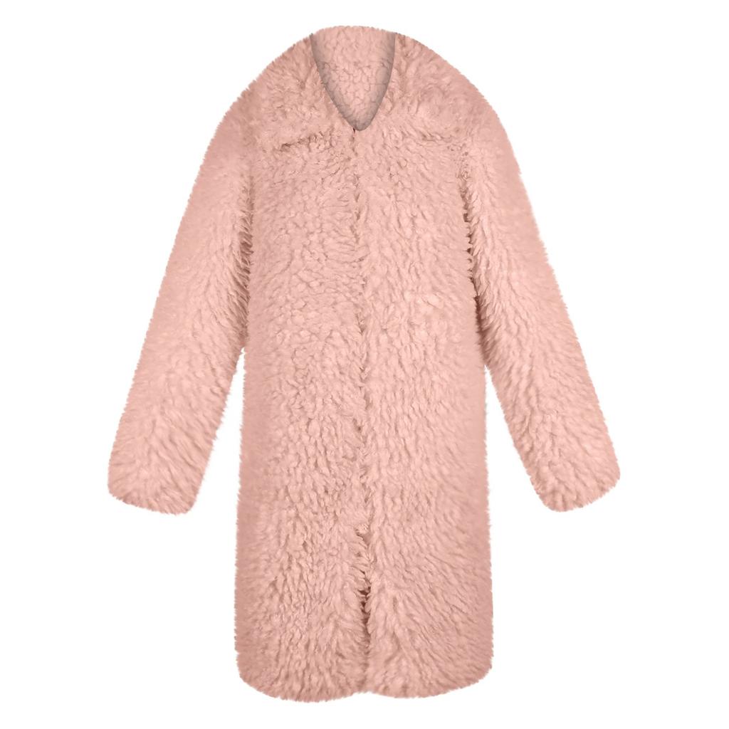 Женское однотонное искусственное пальто с лацканами, верх, женское плюшевое пальто средней длины