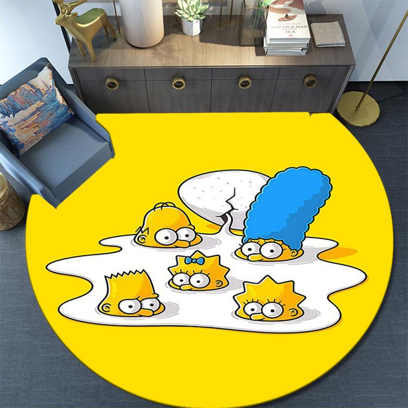 The Simpsons Cartoon Poster pattern round rug,Carpet Rug for Living Room Bedroom Playroom ,Non-slip Floor Mat,Holiday Gifts and Birthday Gifts.