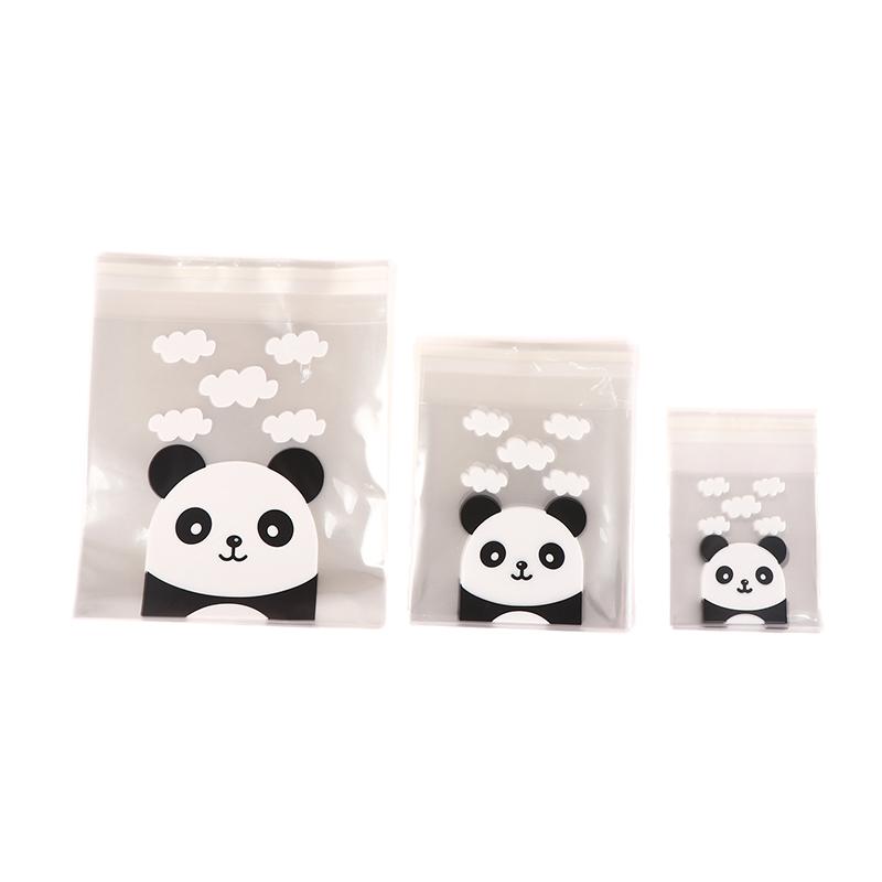 100 шт./упак. самоклеящиеся мешочки для печенья в виде панды, свадебные мешочки для конфет