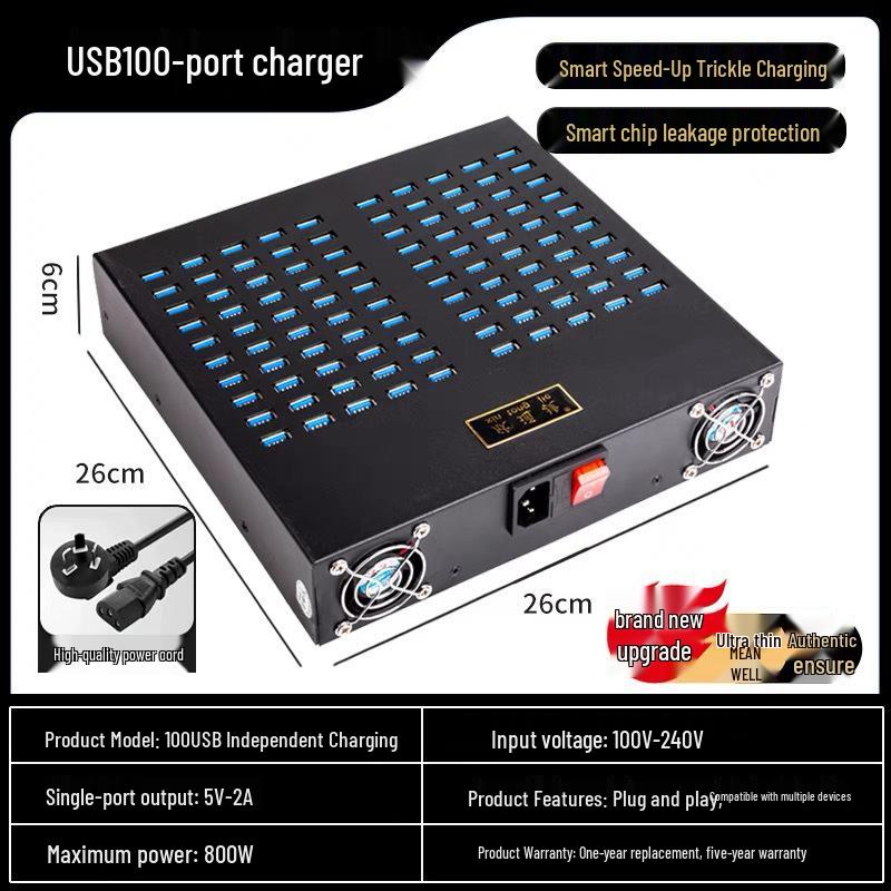 Многопортовое USB-зарядное устройство для мобильных игровых студий - 10/20/30/40 портов, Совместимо с устройствами Android и Apple