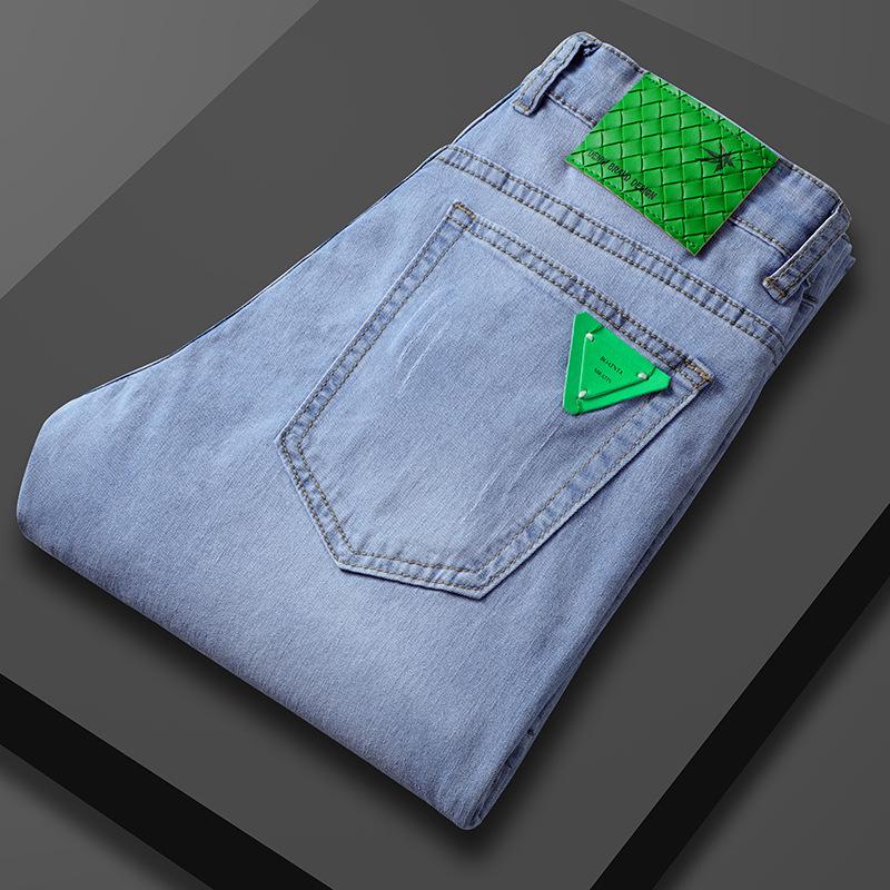 Мужские узкие прямые джинсы Light Luxury Green Label - повседневные, на все времена, в корейском стиле