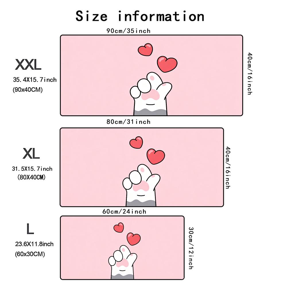 Милые кошачьи лапки Коврик для мыши XXL Большой Компьютерный Офисный Игровой Настольные коврики PC Игровые Резиновые Противоскользящие Коврики для мыши Декор Длинные Коврики для стола