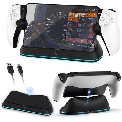 Зарядная док-станция для Playstation Portal, зарядная подставка для PS Portal с RGB-подсветкой и зарядным кабелем USB C