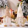 2025 New Christmas Decoration Long Beard Plush Hat with Lamp Holding Gift Cane Rudolph Doll Window Decoration