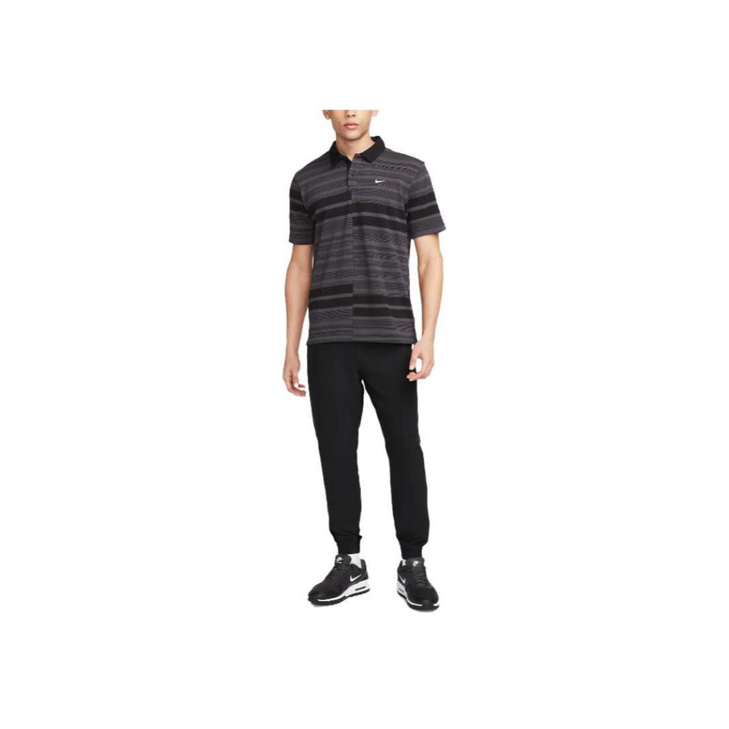 Nike Dri-Fit Unscripted Striped Logo Short Sleeve Polo Men Tops Black DV7906-010