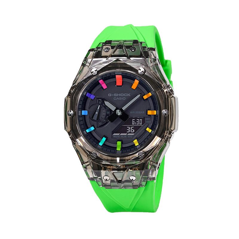 Casio Унисекс Серия с двойным жидкокристаллическим/аналоговым дисплеем Черные часы GA-2100-1A1(Watch4--)