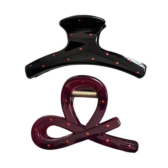 1/2 шт. Женская заколка для волос с точечным принтом, пластиковый зажим для волос с сильным захватом, нескользящими зубцами, большого размера, заколка для волос в виде акулы