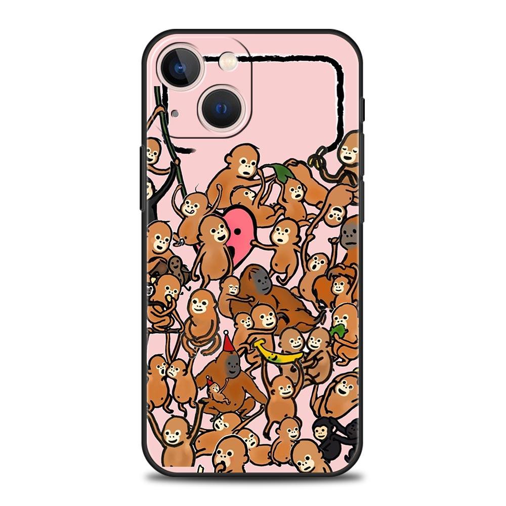 Чехол для телефона Обезьяна и Банан для iPhone 17 16 15 14 13 12 11 Pro Max 17 Air Plus Ударопрочный Мягкий ТПУ Корпус Fundas Capa Сумка