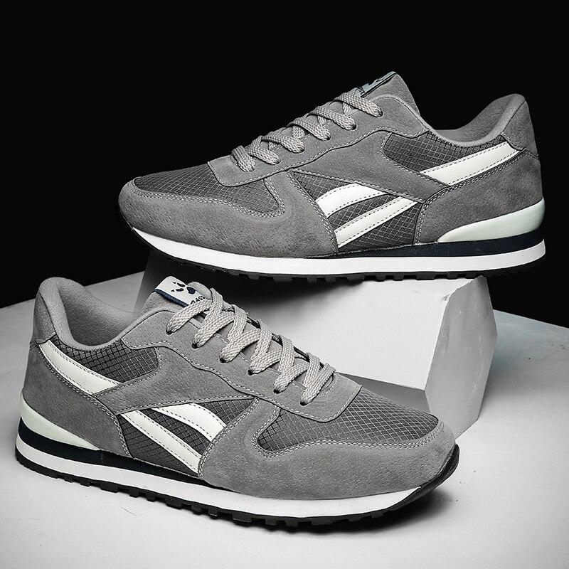 Мужские замшевые кожаные кроссовки, дышащие повседневные кроссовки, нескользящая уличная прогулочная обувь, легкая мужская спортивная обувь на шнуровке