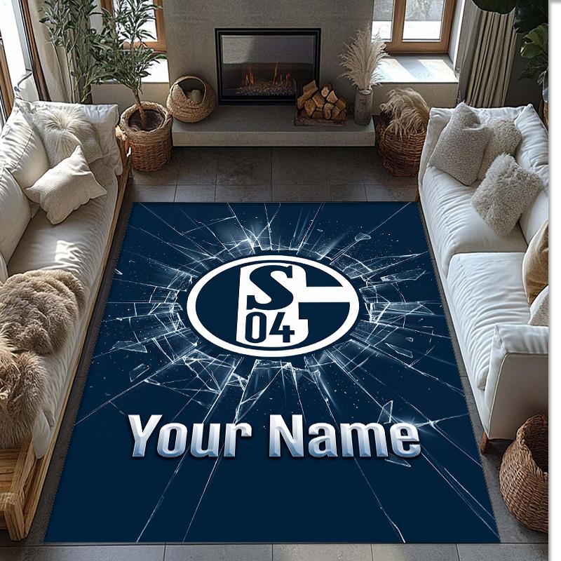 Schalke 04 FC Printed Crystal Velvet Rug Non‑Slip Crystal Velvet Carpet For Sofa Bedroom Indoor Home Decoration