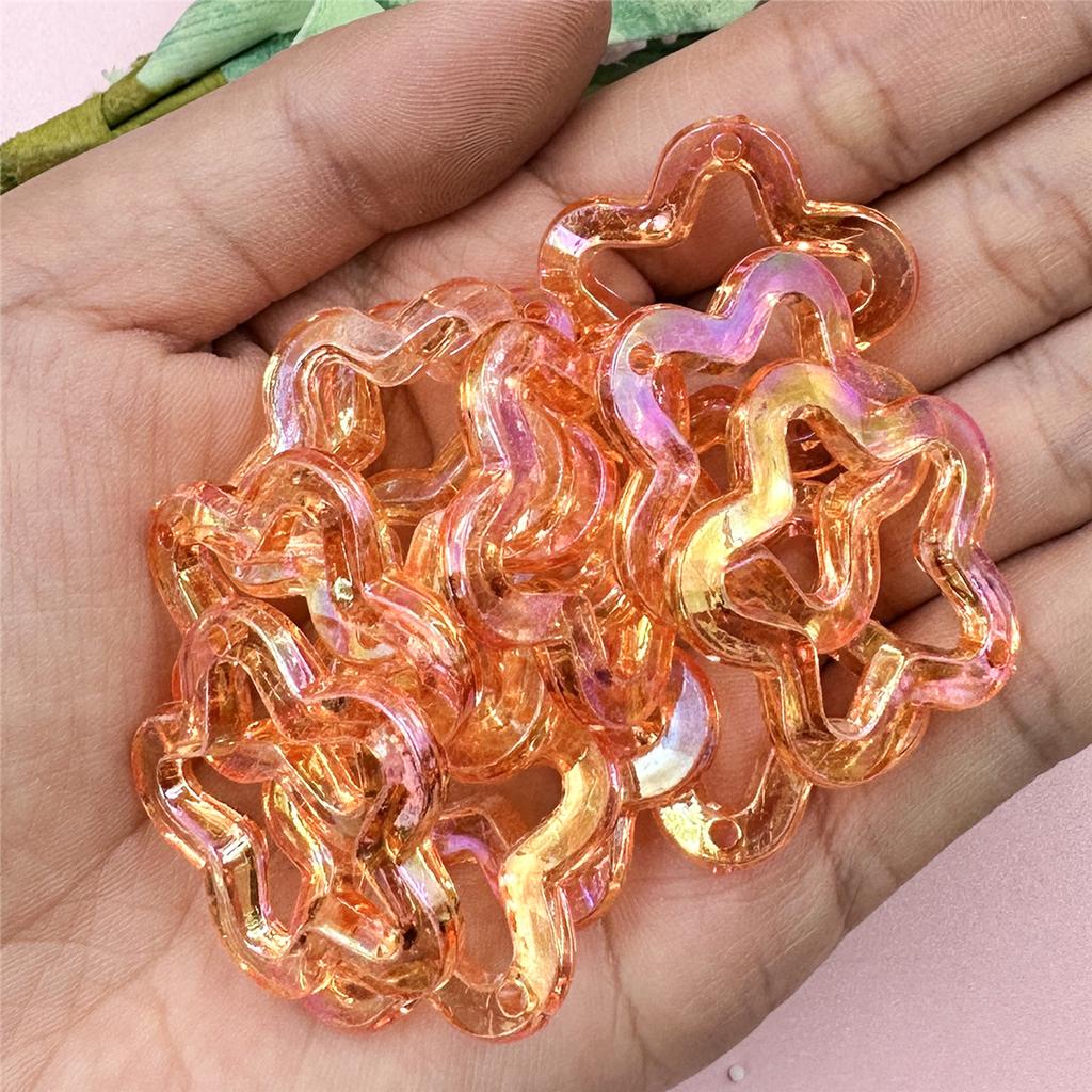 Бусины-пентаграммы, ожерелье «сделай сам», материал из бисера, 29,6 мм, ювелирные аксессуары, акрил, 20 шт., модные бусины со звездами, лазерные выдолбленные