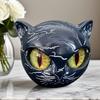 Black Cat Figurine Resin Cat Head Imitation Marble Texture Cat Stone Resin Cat Sculpture Halloween Ornament Cat Sculpture Craft