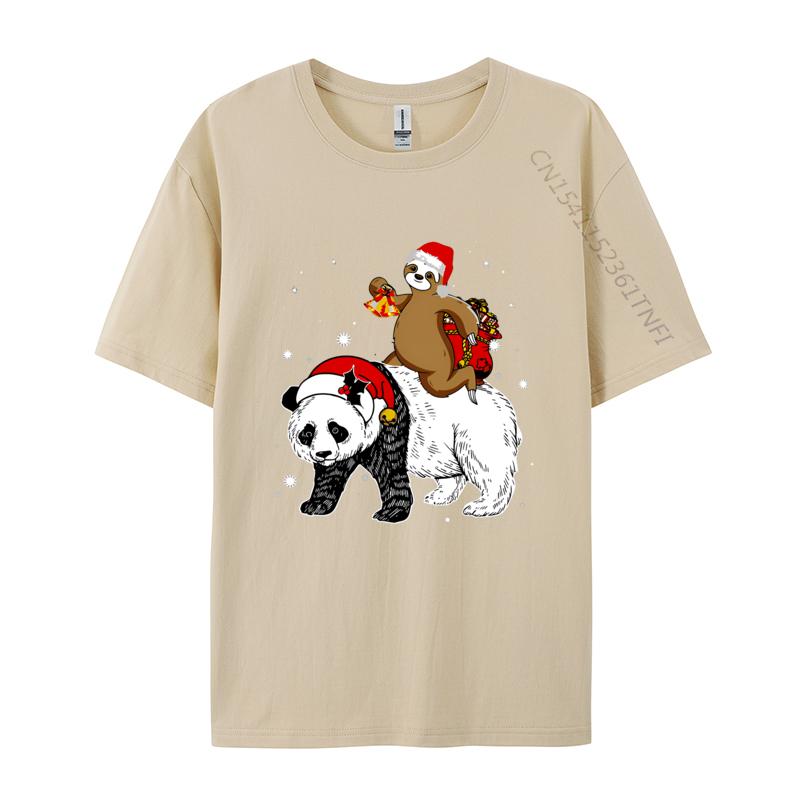 Santa Sloth Riding Panda Lover Funny Tshirts Tees Coupons Funny Tshirt Cotton Boy T Shirt Leisure Luxury T Shirt