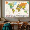 Карта мира - страны с городами, карта мира без рамы, настенный декор для гостиной, спальни, дома, офиса, современное искусство, инструмент для путешествий