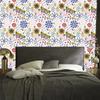 Wallpaper Flowers White and Blue for Living Room and Bedroom 50x1000