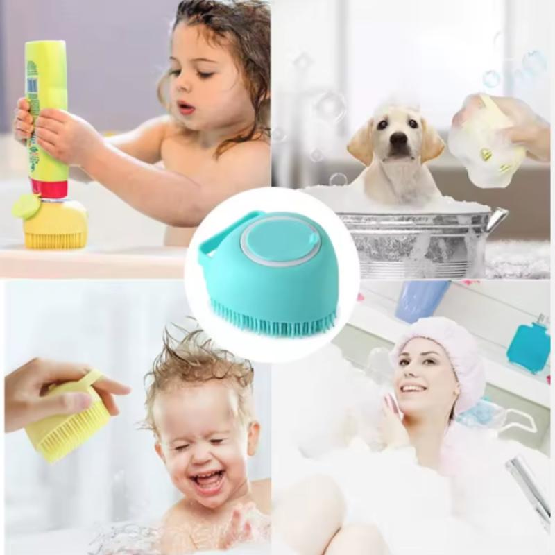 Silicone Dog Bath Massage Gloves Brush Pet Cat Bathroom Cleaning Tool Comb Brush for Dog Can Pour Shampoo Dog Grooming Supplies 3